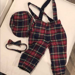 Janie & Jack navy/red plaid set 3-6M